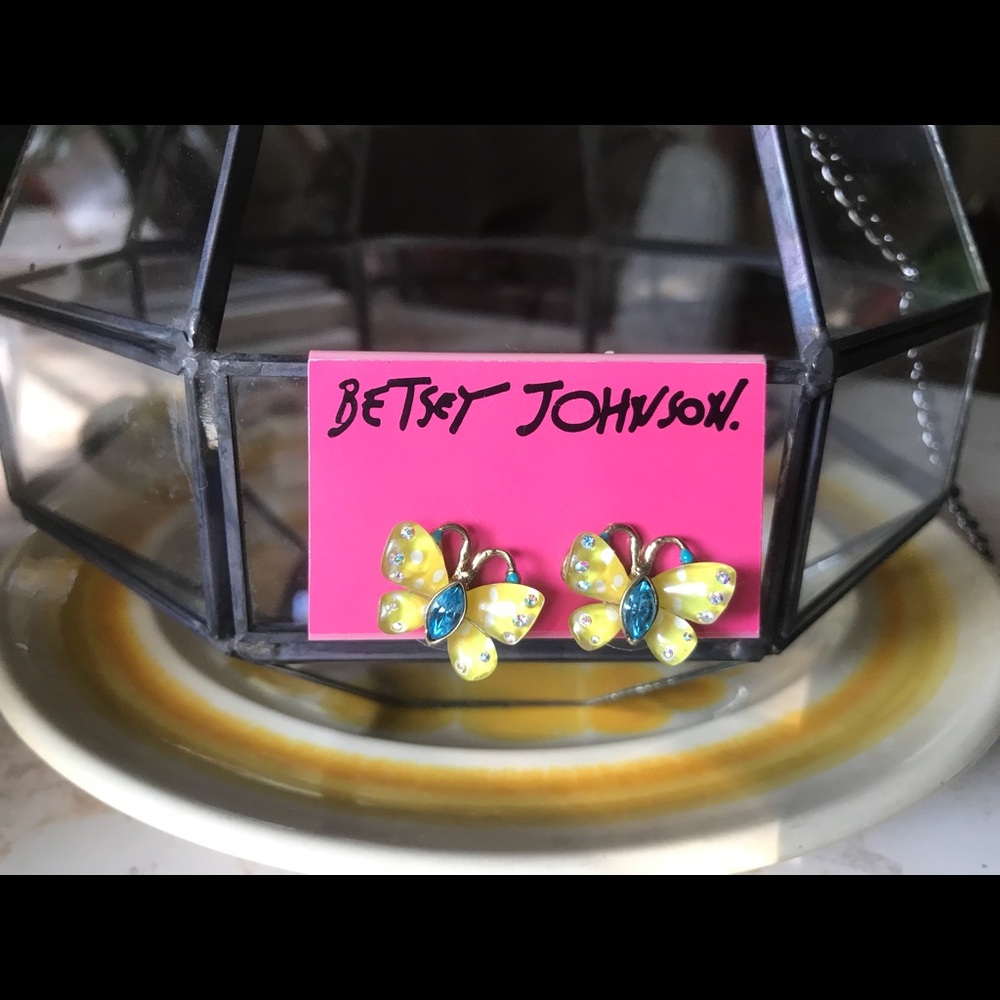 Betsy Johnson Yellow and Blue Butterfly Earrings